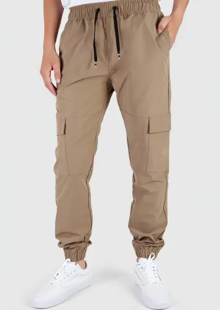 Man Lightweight Cargo Jogger Pants Slim Fit Khaki