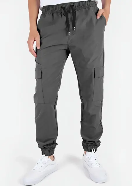 Man Lightweight Cargo Jogger Pants Slim Fit Mid Grey