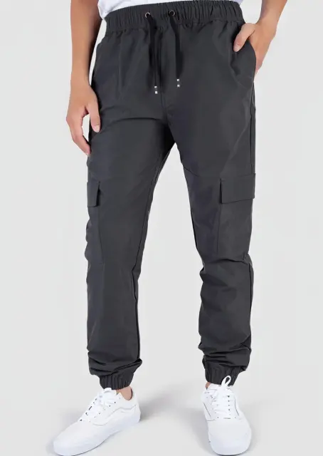 Man Lightweight Cargo Jogger Pants Slim Fit Dark Grey