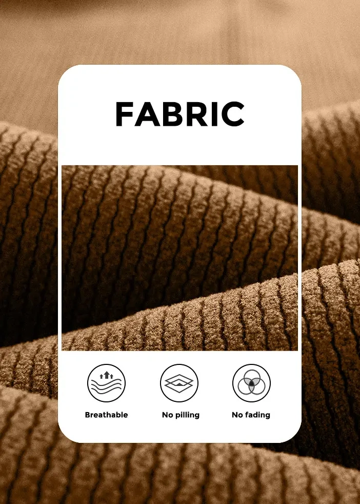 Men Corduroy Pants with Pockets Elastic Waist Casual Relaxed Fit Brown