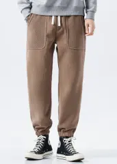 Mens Fleece Lined Sweatpants Winter Warm Running Outdoor Jogger Pants Regular Fit Khaki