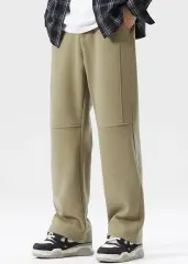 Mens Classic Fleece Casual Pants Relaxed Fit Khaki