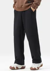 Mens Classic Fleece Casual Pants Relaxed Fit Black