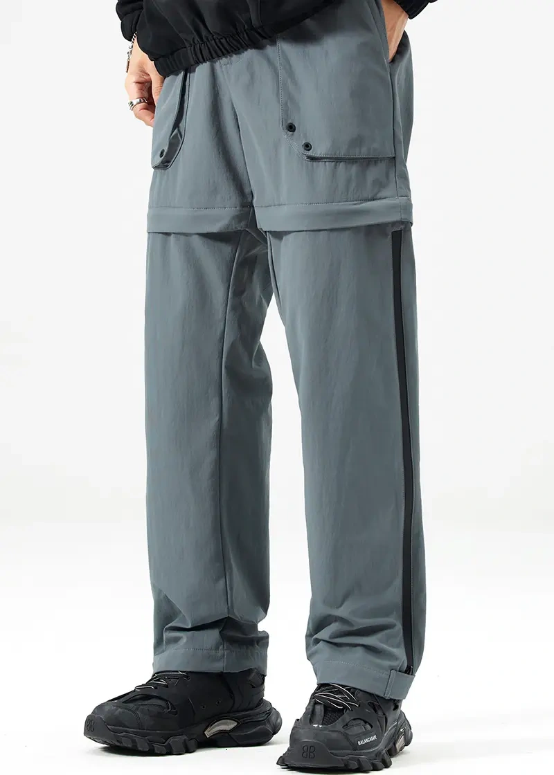 Mens Utility Hiking Pants Convertible Zip Off Fishing Motor Safari Travel Relaxed Fit Natural Grey