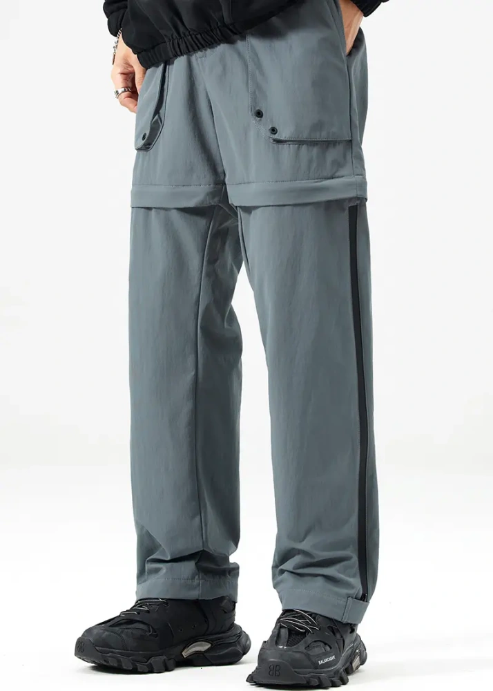 Mens Utility Hiking Pants Convertible Zip Off Fishing Motor Safari Travel Relaxed Fit Natural Grey
