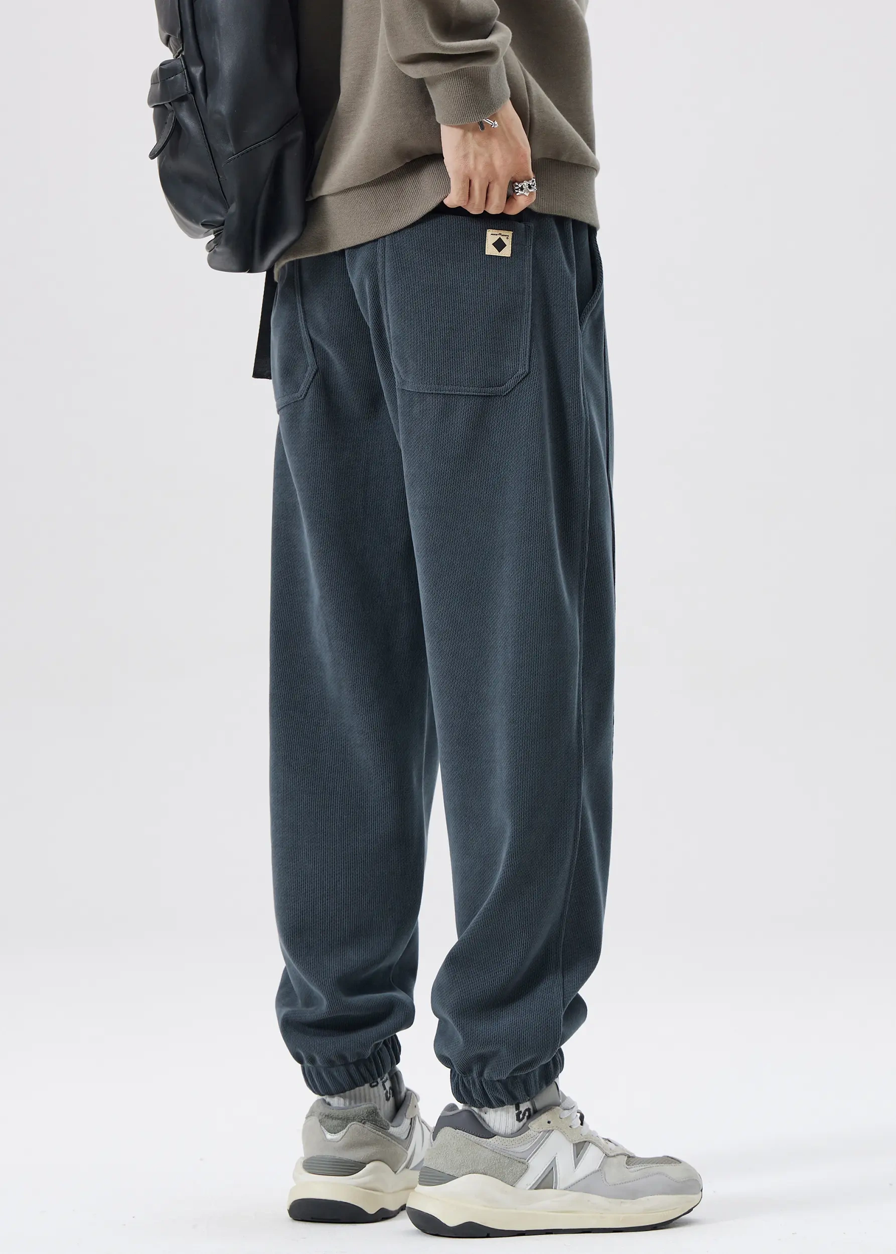 Fleece Lined Joggers for Men Winter with Pockets Relaxed Fit Natural Grey