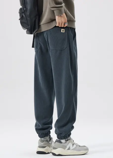 Fleece Lined Joggers for Men Winter with Pockets Relaxed Fit Natural Grey