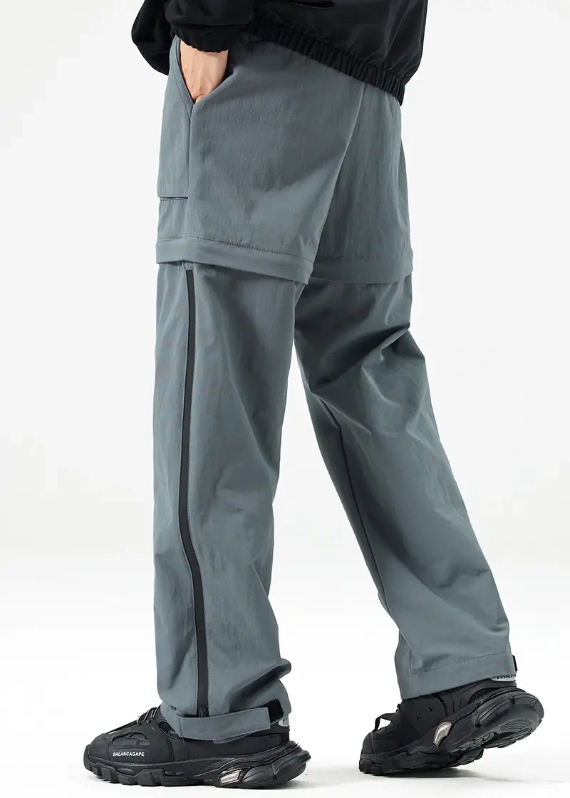 Mens Utility Hiking Pants Convertible Zip Off Fishing Motor Safari Travel Relaxed Fit Natural Grey