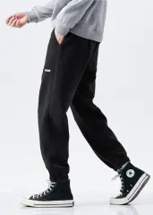 Mens Fleece Lined Sweatpants Winter Warm Running Outdoor Jogger Pants Regular Fit Black