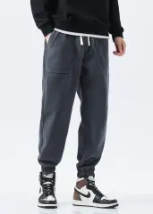 Mens Fleece Lined Sweatpants Winter Warm Running Outdoor Jogger Pants Regular Fit Natural Grey