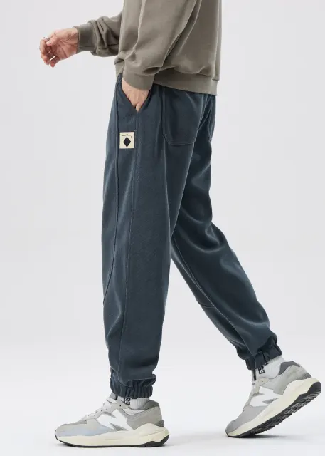 Fleece Lined Joggers for Men Winter with Pockets Relaxed Fit Natural Grey
