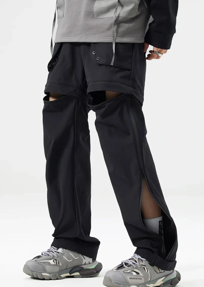 Mens Utility Hiking Pants Convertible Zip Off Fishing Motor Safari Travel Relaxed Fit Black