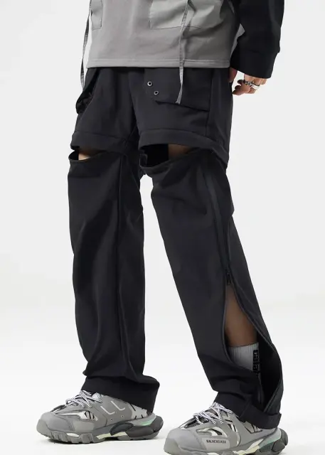 Mens Utility Hiking Pants Convertible Zip Off Fishing Motor Safari Travel Relaxed Fit Black