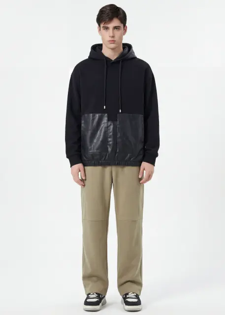 Mens Classic Fleece Casual Pants Relaxed Fit Khaki