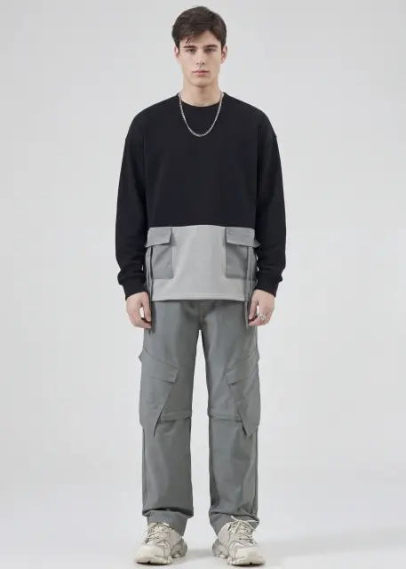 Mens Utility Convertible Hiking Pants Quick Dry Zip Off Travel Safari Pants Loose Fit Mid Grey