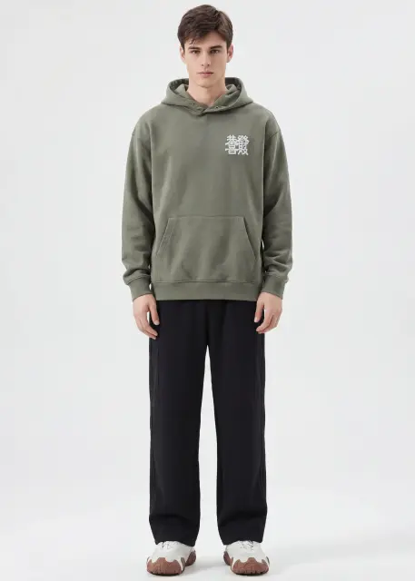 Mens Classic Fleece Casual Pants Relaxed Fit Black