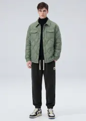 Fleece Lined Joggers for Men Winter with Pockets Relaxed Fit Black