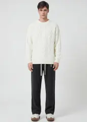 Men Corduroy Pants with Pockets Elastic Waist Casual Relaxed Fit Black