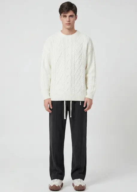 Men Corduroy Pants with Pockets Elastic Waist Casual Relaxed Fit Black