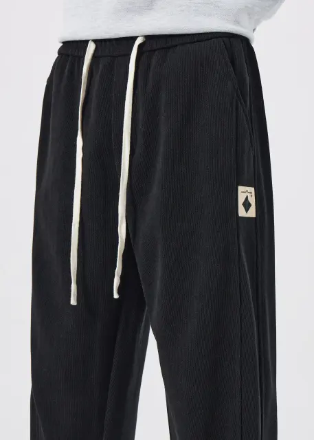 Fleece Lined Joggers for Men Winter with Pockets Relaxed Fit Black