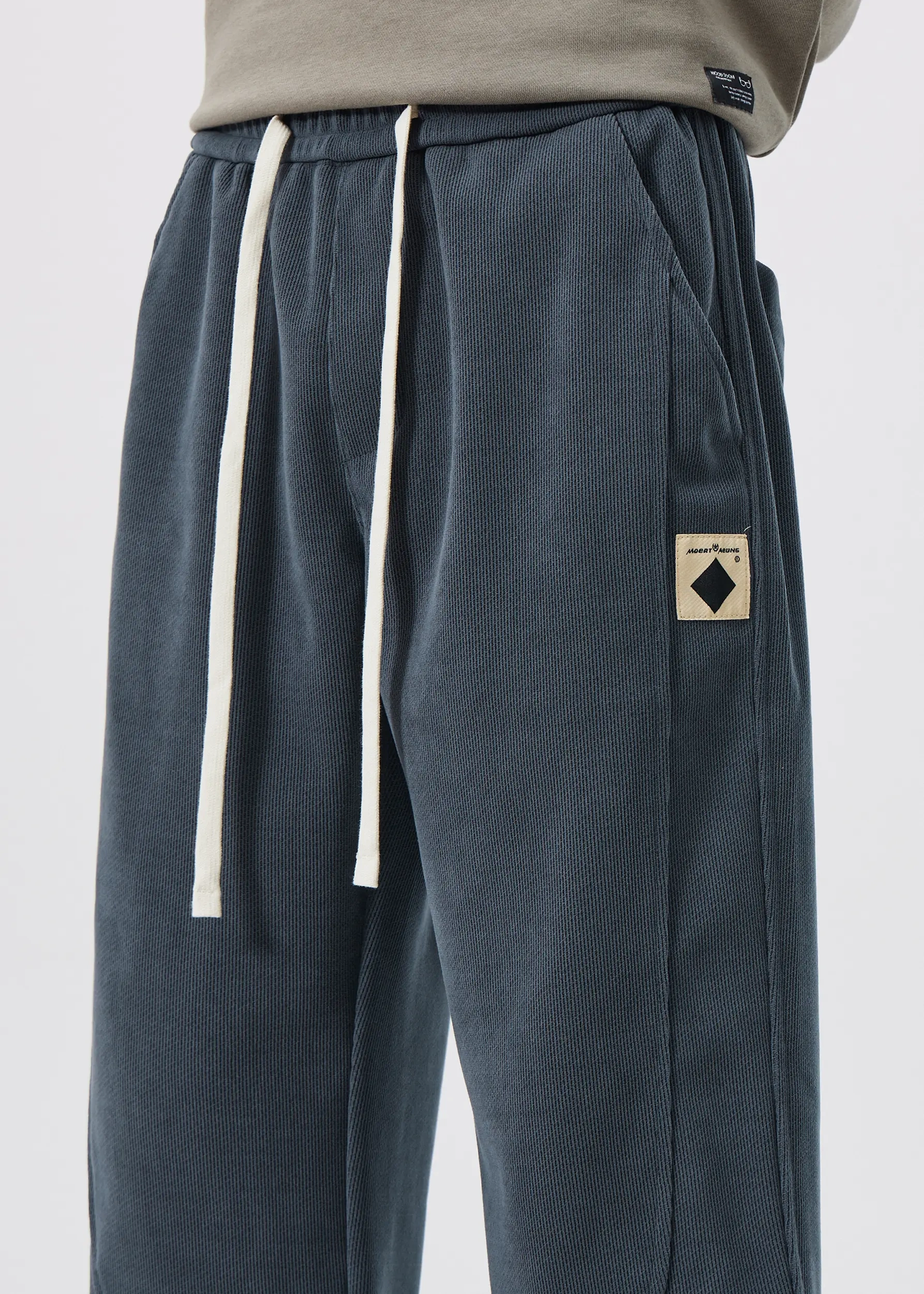 Fleece Lined Joggers for Men Winter with Pockets Relaxed Fit Natural Grey