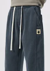 Fleece Lined Joggers for Men Winter with Pockets Relaxed Fit Natural Grey