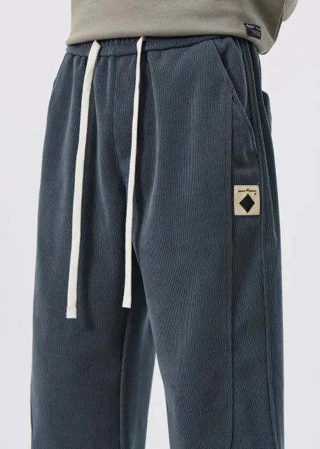 Fleece Lined Joggers for Men Winter with Pockets Relaxed Fit Natural Grey