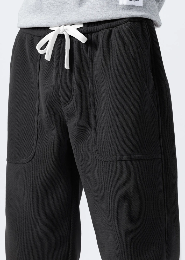 Mens Fleece Lined Sweatpants Winter Warm Running Outdoor Jogger Pants Regular Fit Black