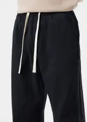 Men Elastic Waistband Track Pants Relaxed Fit Black