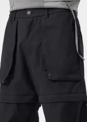 Mens Utility Hiking Pants Convertible Zip Off Fishing Motor Safari Travel Relaxed Fit Black
