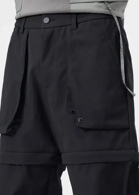 Mens Utility Hiking Pants Convertible Zip Off Fishing Motor Safari Travel Relaxed Fit Black