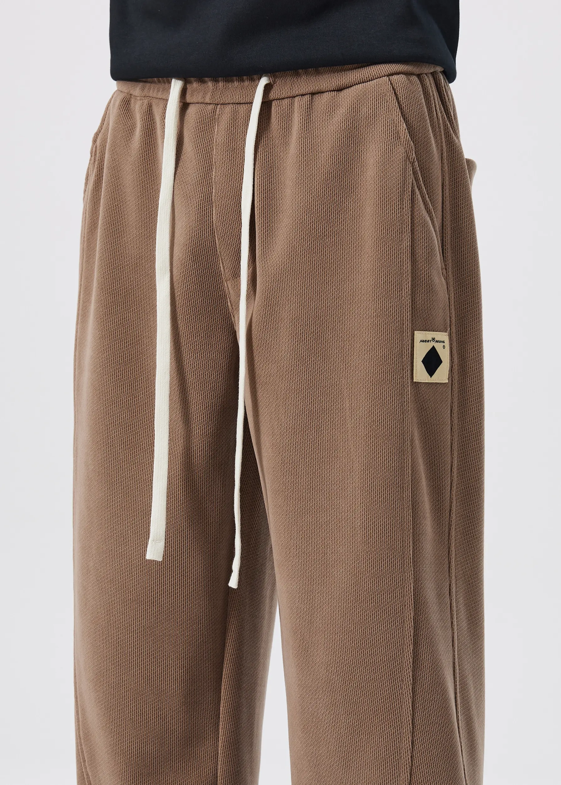 Fleece Lined Joggers for Men Winter with Pockets Relaxed Fit Khaki