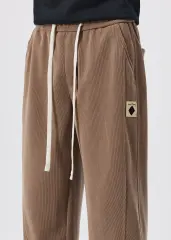 Fleece Lined Joggers for Men Winter with Pockets Relaxed Fit Khaki