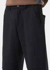 Mens Classic Fleece Casual Pants Relaxed Fit Black