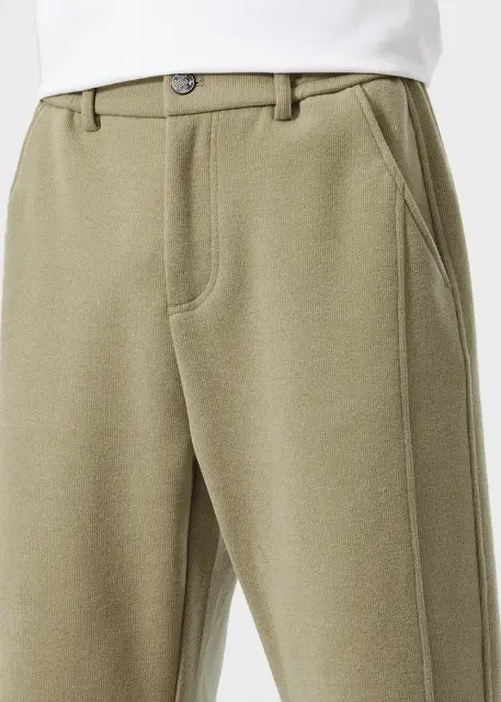 Mens Classic Fleece Casual Pants Relaxed Fit Khaki
