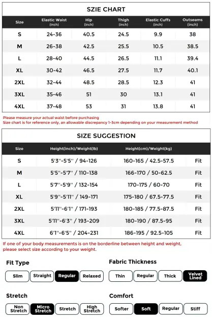 Fleece Lined Joggers for Men Winter with Pockets Relaxed Fit Khaki