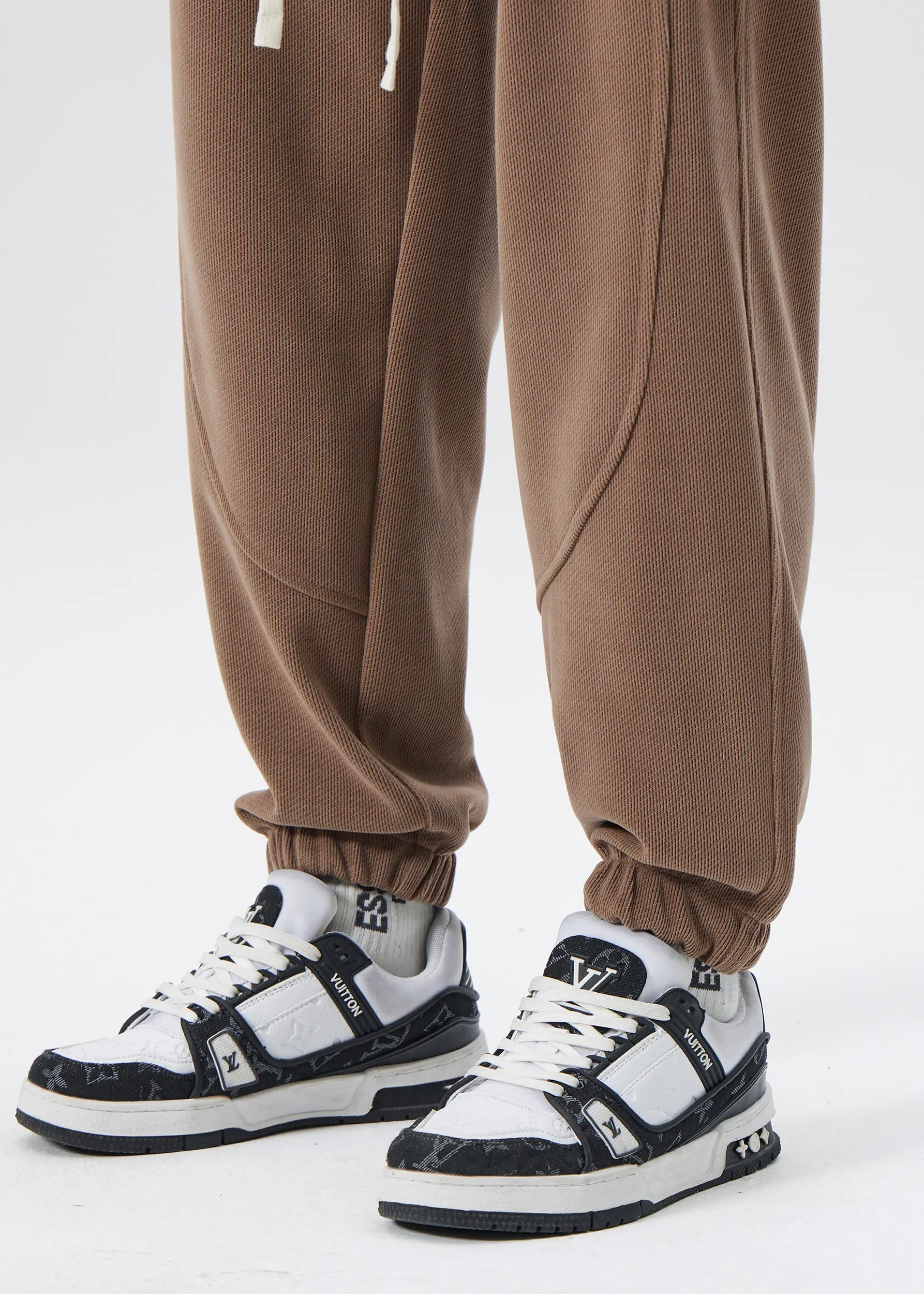 Fleece Lined Joggers for Men Winter with Pockets Relaxed Fit Khaki