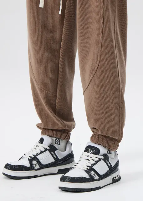 Fleece Lined Joggers for Men Winter with Pockets Relaxed Fit Khaki