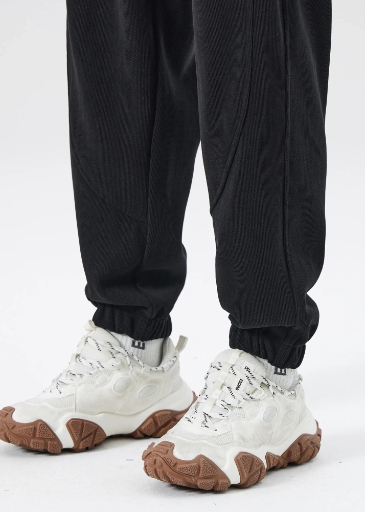 Fleece Lined Joggers for Men Winter with Pockets Relaxed Fit Black