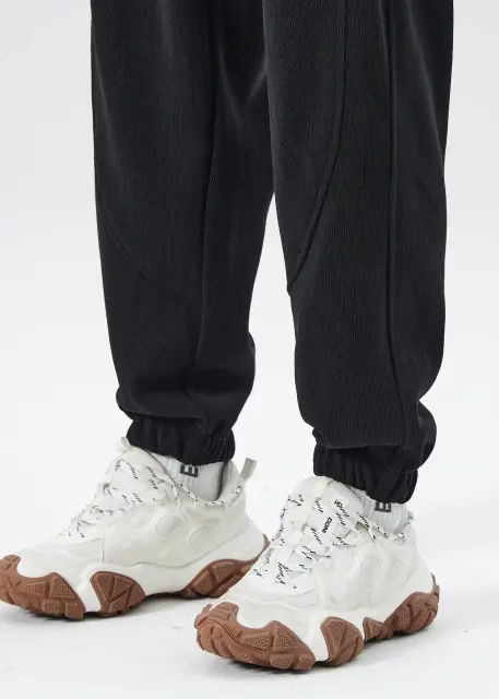 Fleece Lined Joggers for Men Winter with Pockets Relaxed Fit Black