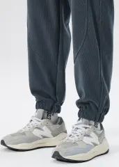 Fleece Lined Joggers for Men Winter with Pockets Relaxed Fit Natural Grey