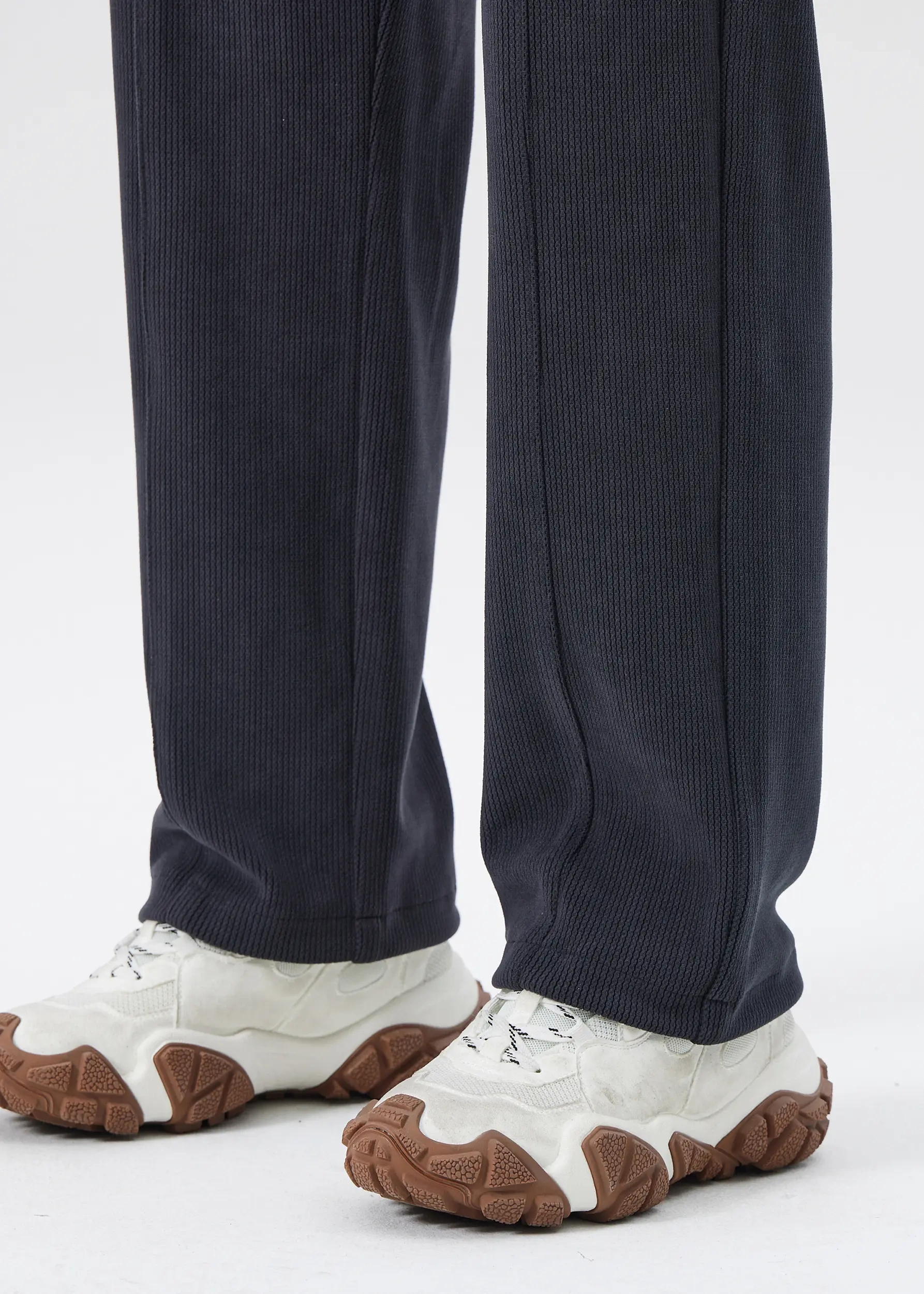 Men Corduroy Pants with Pockets Elastic Waist Casual Relaxed Fit Dark Grey