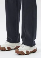 Men Corduroy Pants with Pockets Elastic Waist Casual Relaxed Fit Dark Grey