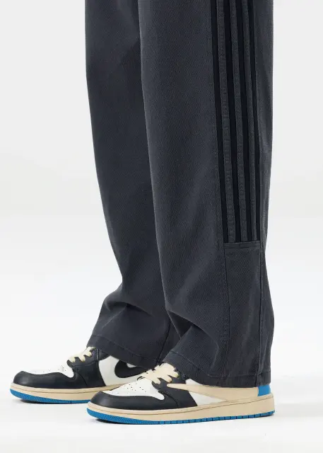 Men Elastic Waistband Track Pants Relaxed Fit Dark Grey