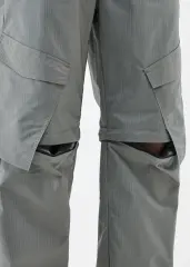 Mens Utility Convertible Hiking Pants Quick Dry Zip Off Travel Safari Pants Loose Fit Mid Grey