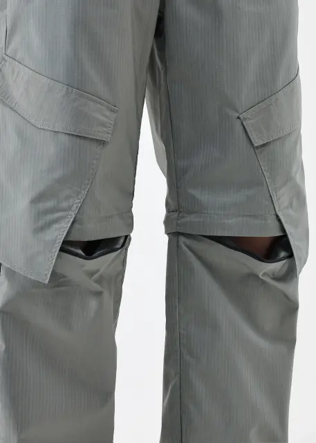 Mens Utility Convertible Hiking Pants Quick Dry Zip Off Travel Safari Pants Loose Fit Mid Grey