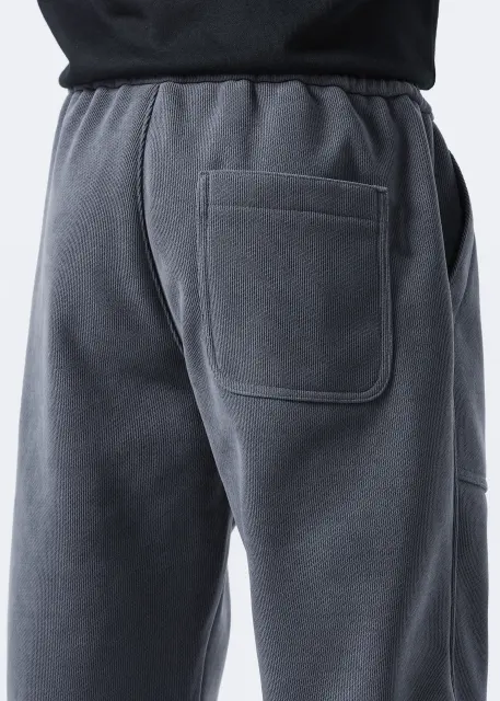 Mens Fleece Lined Sweatpants Winter Warm Running Outdoor Jogger Pants Regular Fit Natural Grey