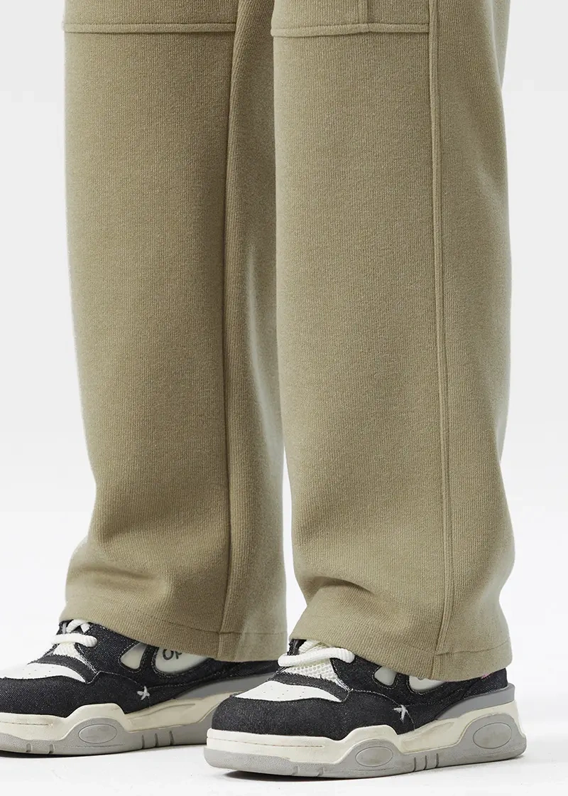 Mens Classic Fleece Casual Pants Relaxed Fit Khaki