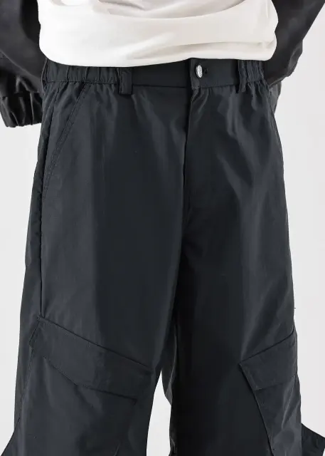 Mens Utility Convertible Hiking Pants Quick Dry Zip Off Travel Safari Pants Loose Fit Black