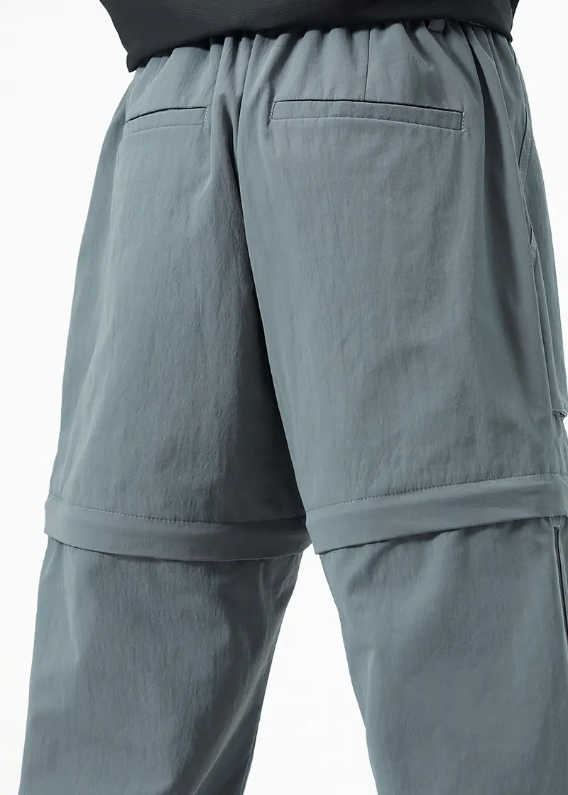 Mens Utility Hiking Pants Convertible Zip Off Fishing Motor Safari Travel Relaxed Fit Natural Grey